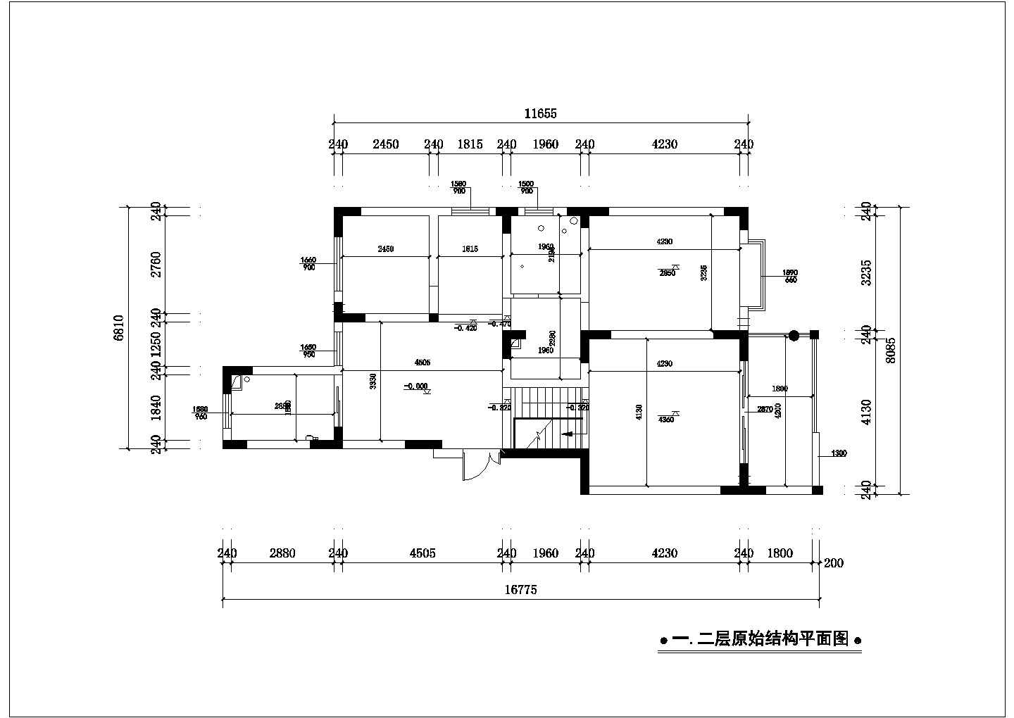 一整套两居室家居装修设计cad施工方案图