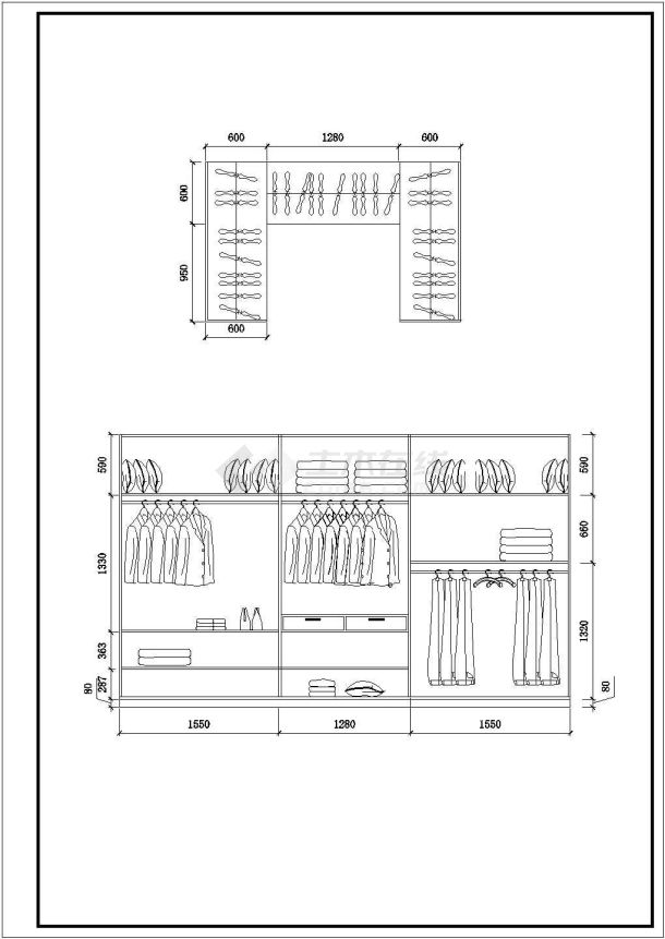 中式家居装修cad平立面施工设计图-图二