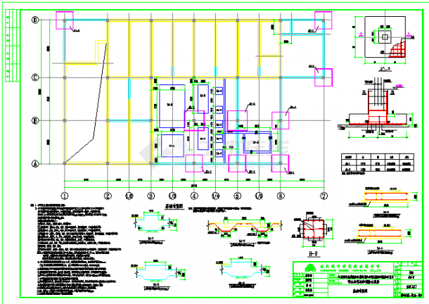 污水处理站和消防水泵房结构CAD施工设计图纸-图一