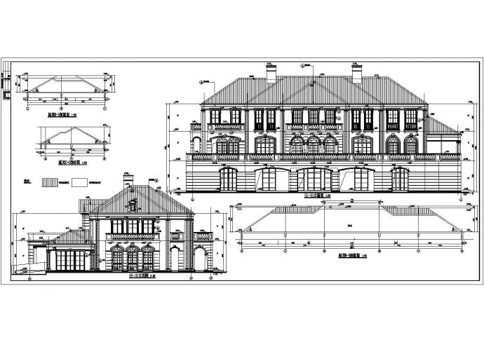 双层别墅带阁楼建筑布置参考cad图_图1