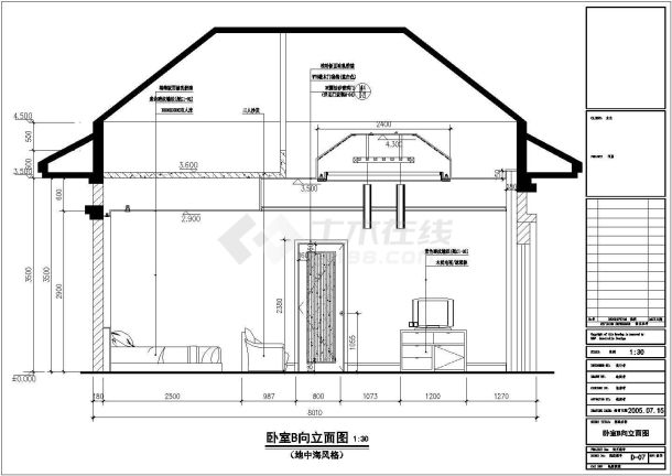 别墅室内精装修cad施工设计图纸（地中海风格）-图一