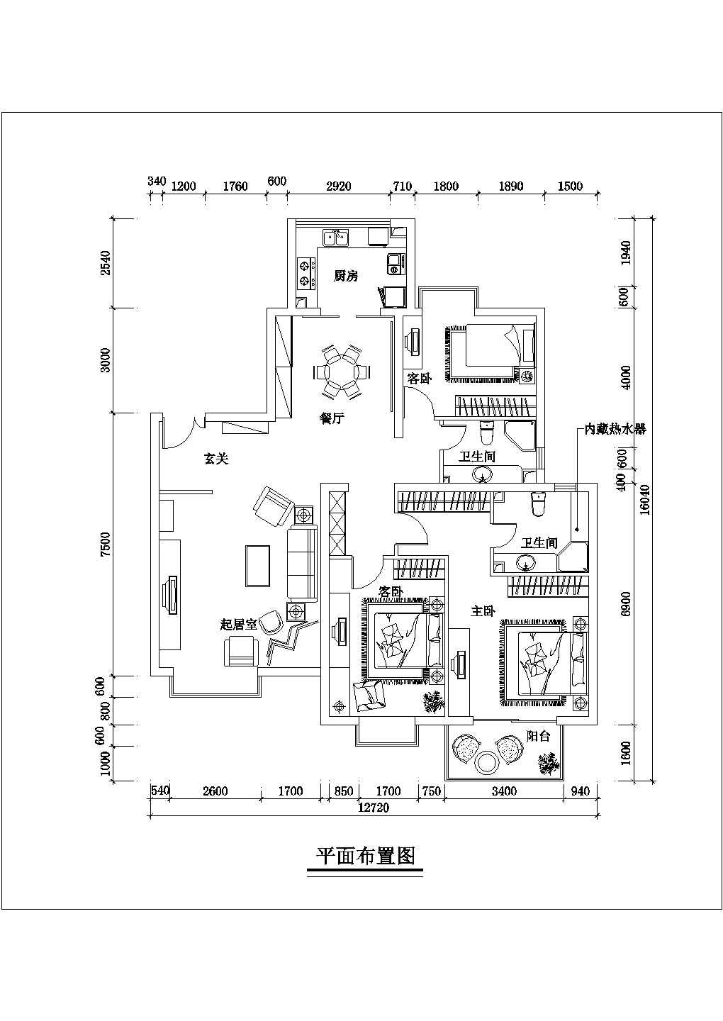 某家居室内装修cad平面施工图、地面铺装图