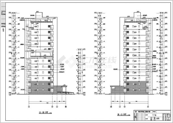 江苏某小高层住宅楼设计建筑CAD图纸-图二