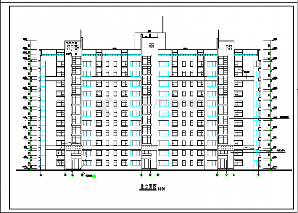 11层3单元每单元2户（单元内户型不对称）住宅楼建筑设计图-图二