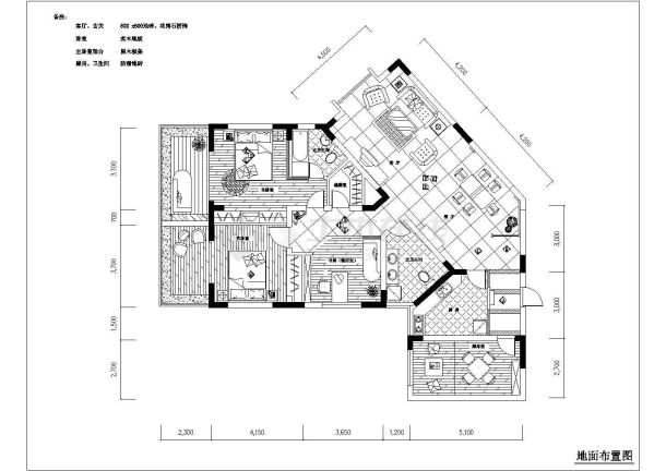 某住宅楼样板间室内精装修cad施工设计图-图一