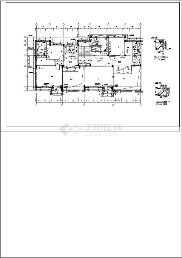 某叠拼别墅结构CAD全套施工图纸-图二