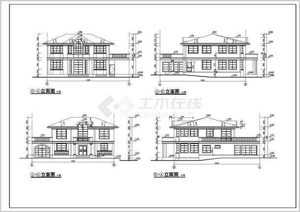 带停车主库别墅装饰cad平立面施工图-图一