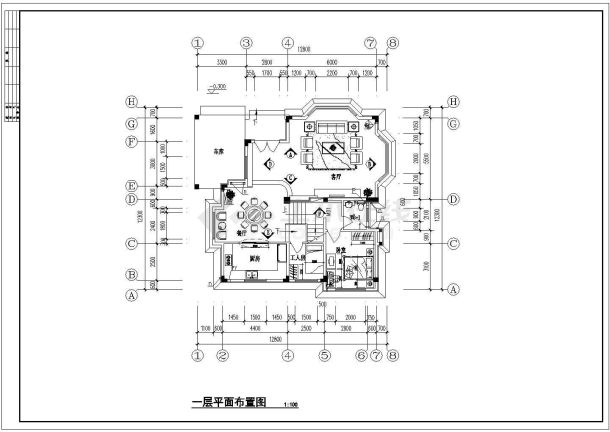 带详细参数别墅室内装修cad施工图-图一