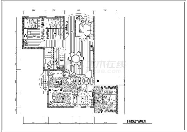 海岸阳光海景房家居室内装修cad施工图-图一