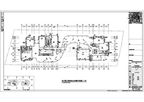 某市幼儿园三层给排水及消防CAD平面设计图-图二