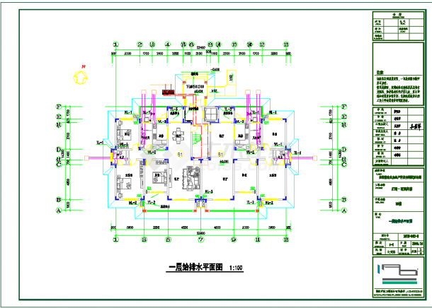 五层住宅楼给排水建筑施工设计图纸-图一