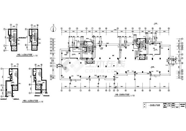 某地中小型高层简易室内给排水CAD平面设计图-图一