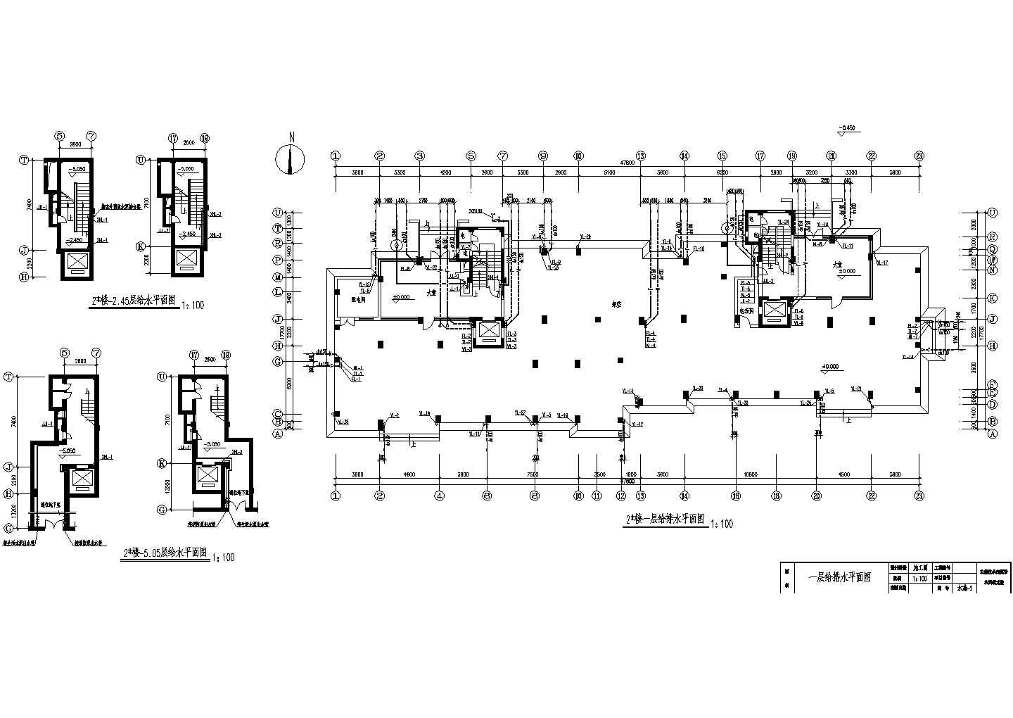 某地中小型高层简易室内给排水CAD平面设计图