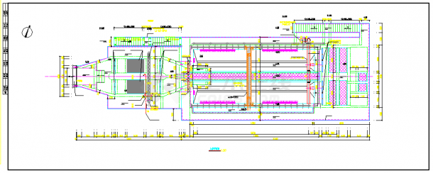 巴氏计量槽格栅及曝气沉砂池系统cad设计图-图二