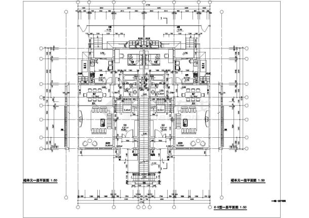 某叠拼别墅设计方案全套cad图纸-图一