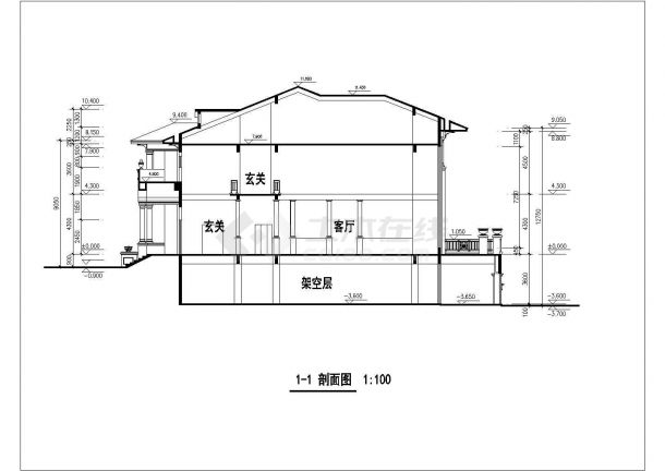 二层1980平方米别墅建筑施工图-图二