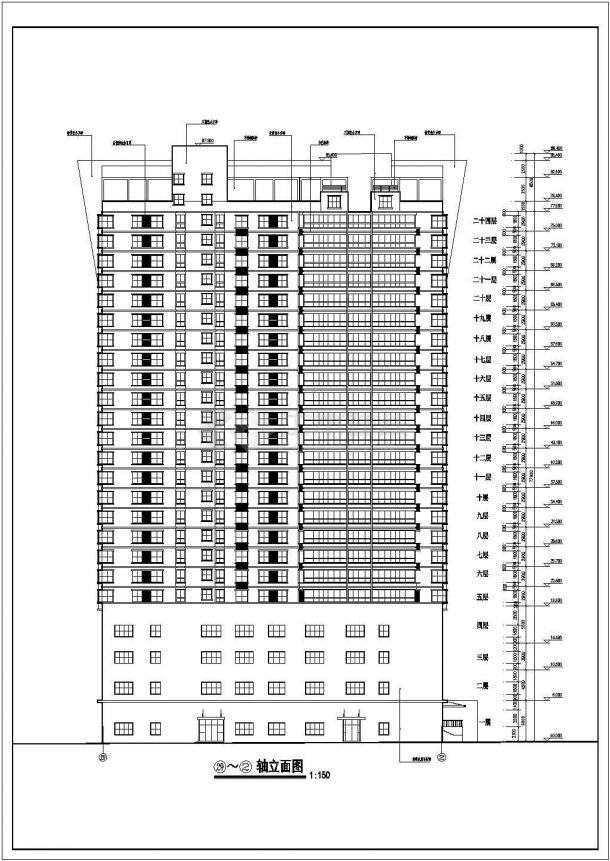 经典24层住宅楼CAD设计施工图纸-图二