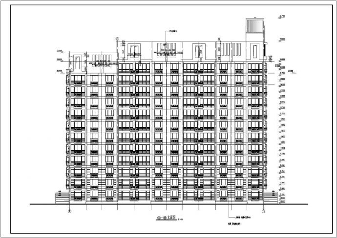 某13层高层办公住宅楼CAD建筑图_图1