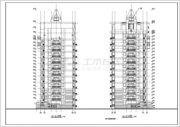 某13层高层办公住宅楼CAD建筑图-图二
