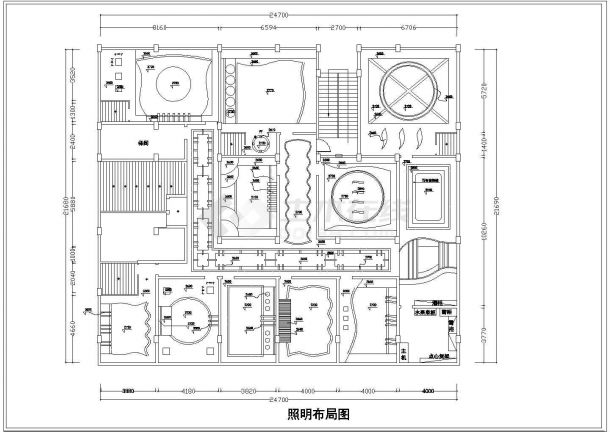 会所室内装修cad平面设计施工图-图一