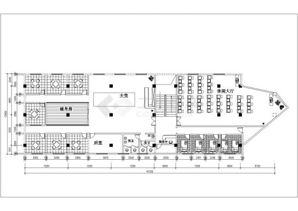 某休闲中心建筑施工平面设计布置图纸-图二