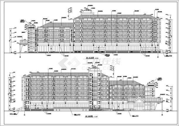 某地六层度假中心建筑设计图纸（标注详细）-图一