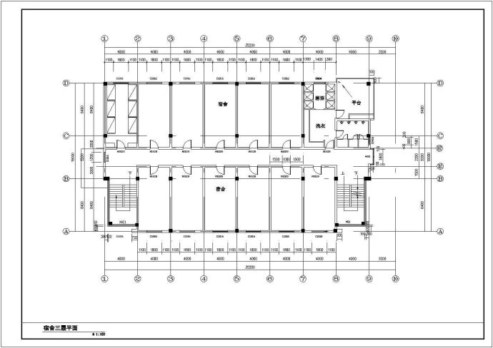 某代有食堂宿舍楼建筑设计方案cad图纸_图1