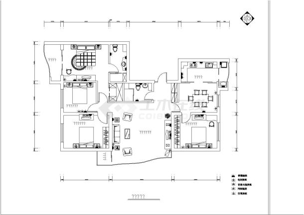 商务公寓室内装修装饰cad设计施工图-图二