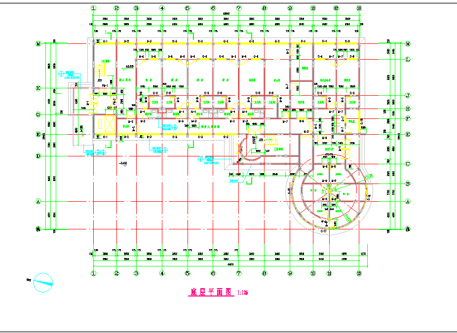 某地三层框架结构梁配筋结构CAD设计布置图