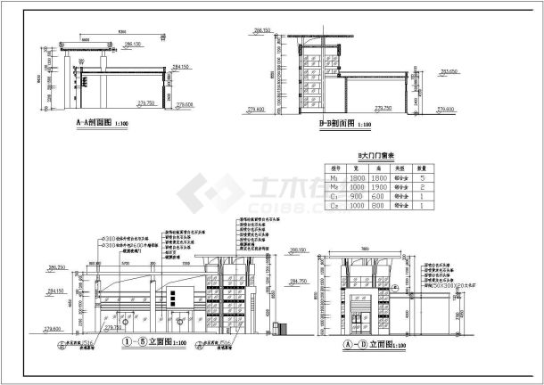 某小区138平方米大门建筑施工节点详图-图一