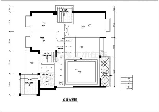 某经典户型室内家装方案设计cad施工图纸-图二