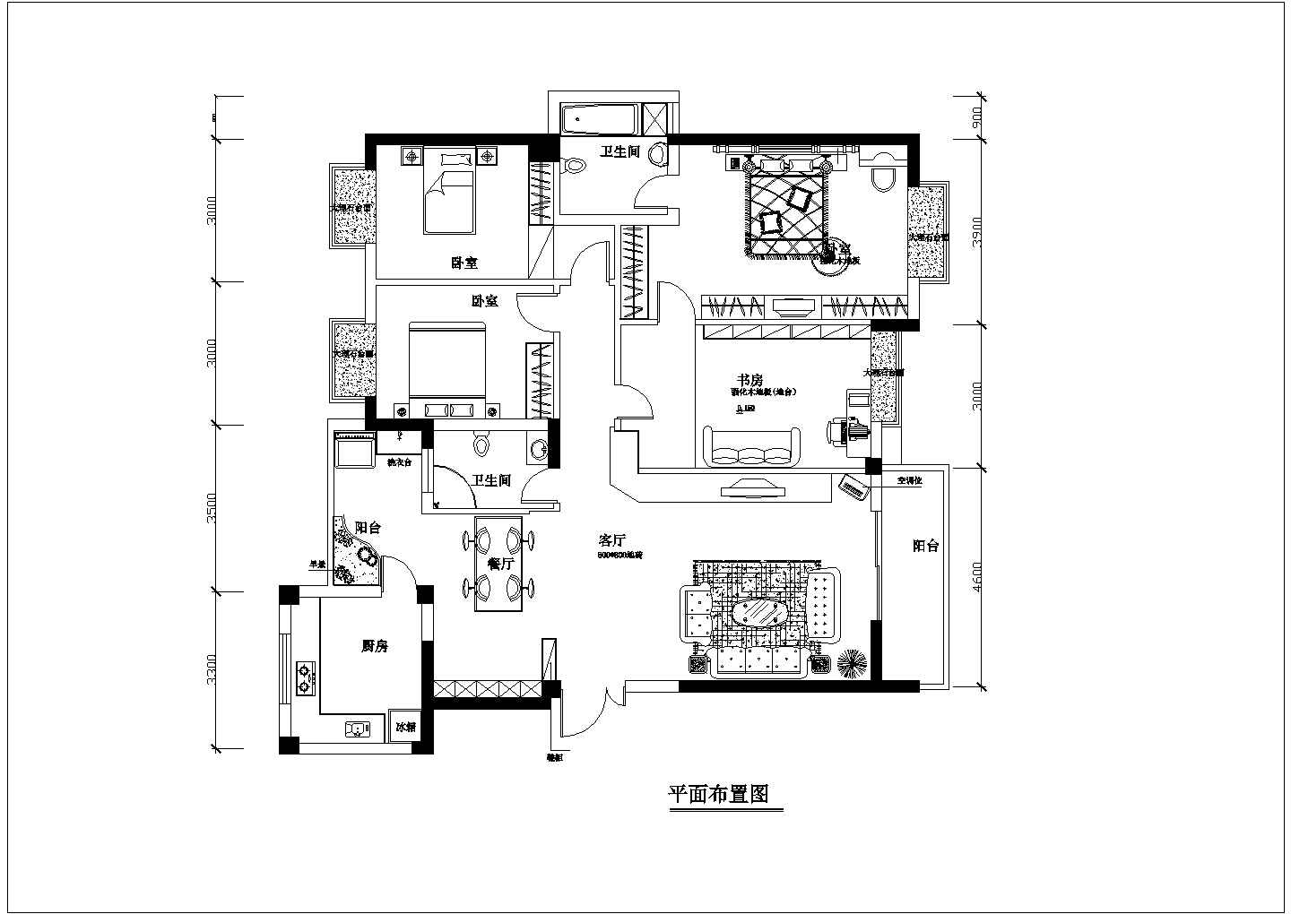 某经典户型室内家装方案设计cad施工图纸