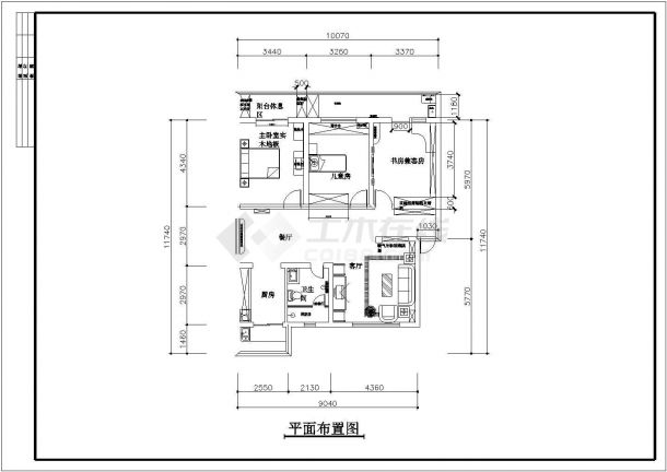 经典住宅家装室内设计cad施工图纸-图二