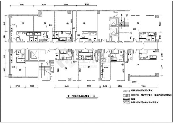 某十二层小型宾馆客房建筑设计图纸-图一