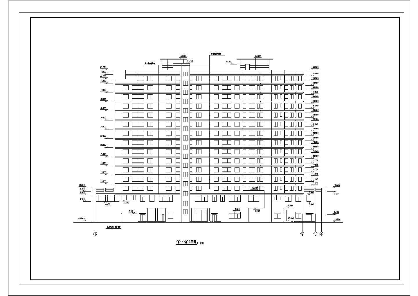 十五层小户型宾馆建筑平面设计图纸