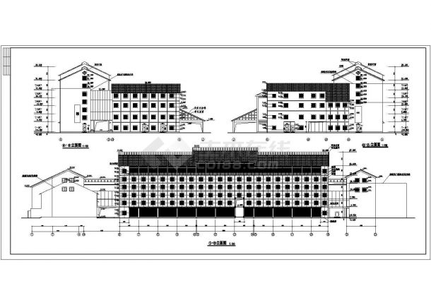 比较详细的四层宾馆建筑图纸（标注详细）-图二