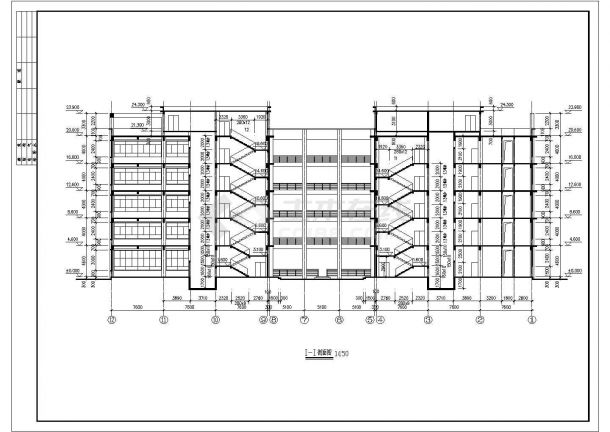 五层多层厂房建筑施工图纸（标注详细）-图二