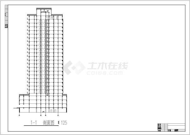 某地区大型商务住宅楼建筑cad图纸-图一