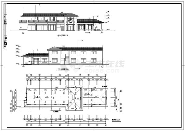 某地小型小区商铺建筑设计图（共3张）-图二