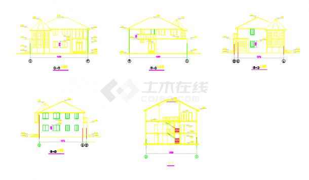 两层小别墅建筑全套CAD施工图纸-图一