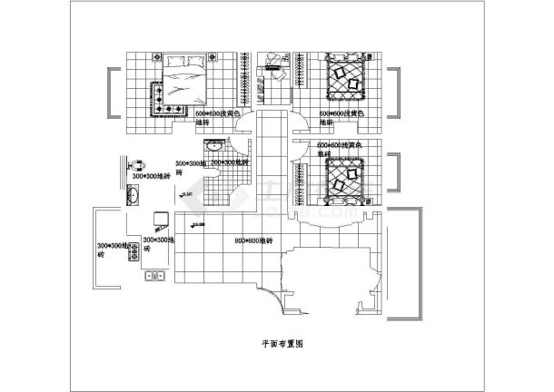 某经典三居室家装设计CAD施工图-图二