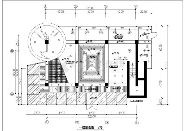 某小微企业办公室室内装饰装修cad平面图-图二