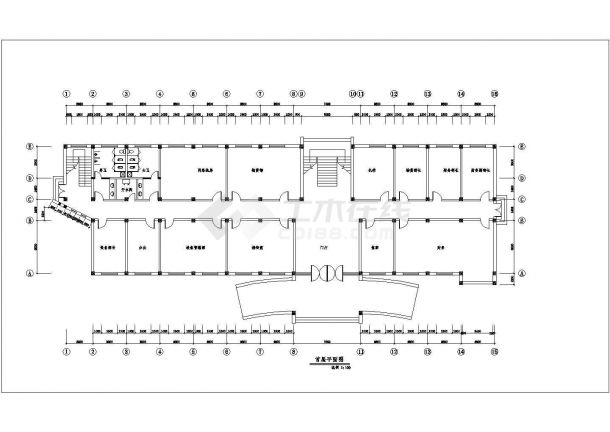 某工厂办公楼内餐厅室内装修cad施工方案图-图一