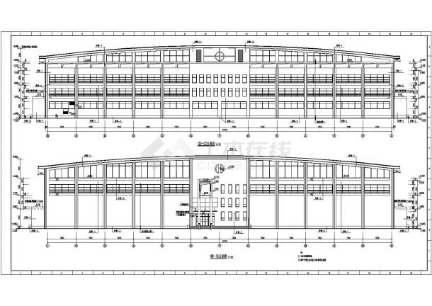 现代化大型体育馆CAD建筑施工设计图纸-图一