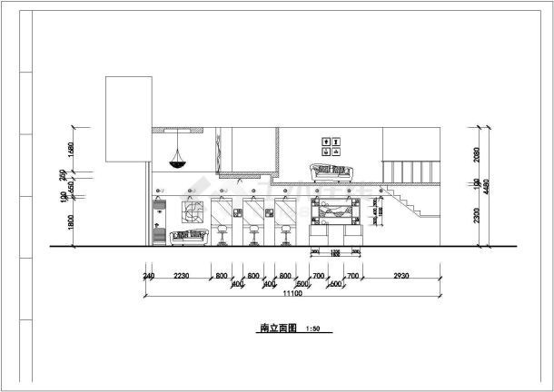 某理发馆发型设计室室内装修cad施工图-图二