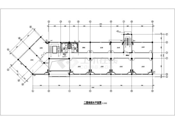 某市环卫所办公楼给排水cad施工图-图一