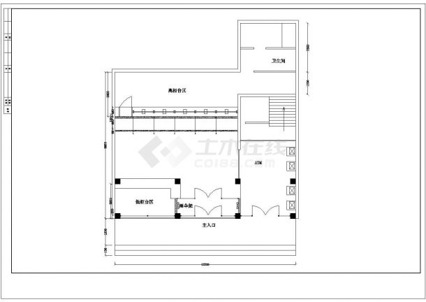 某市商业营业厅室内装修cad施工图-图一