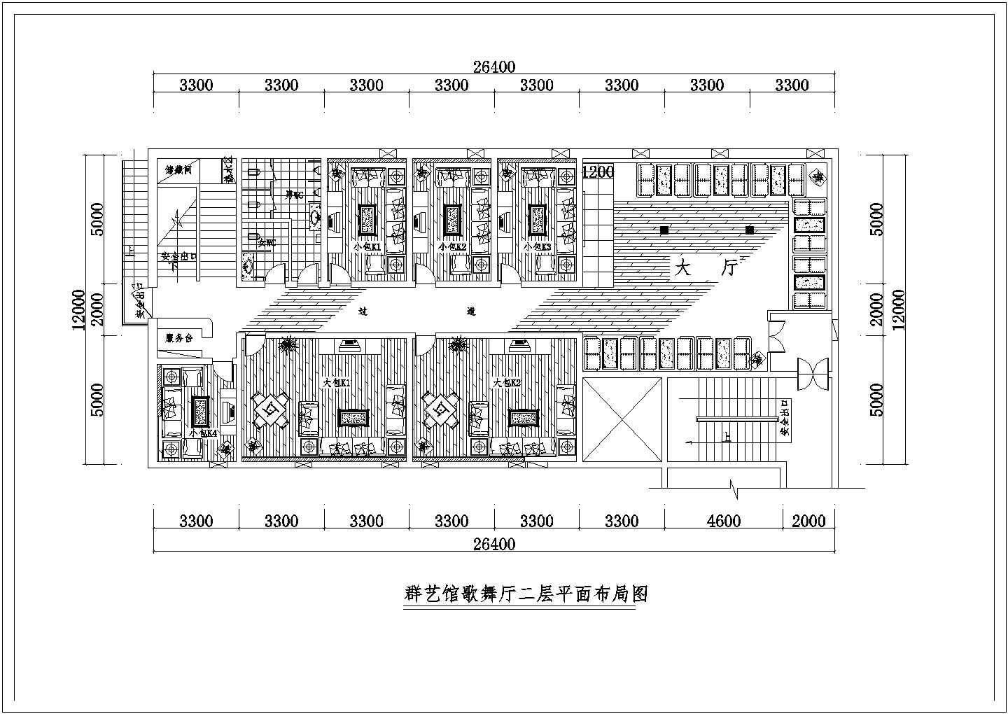 某KTV包房内全套装修cad平面图大样图