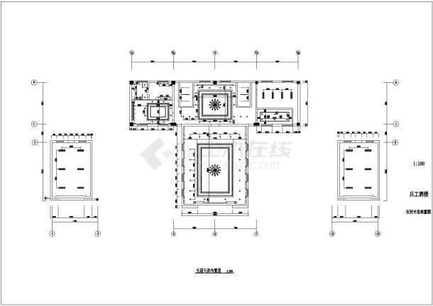 某酒店天花板吊顶装修cad平面施工设计图-图一