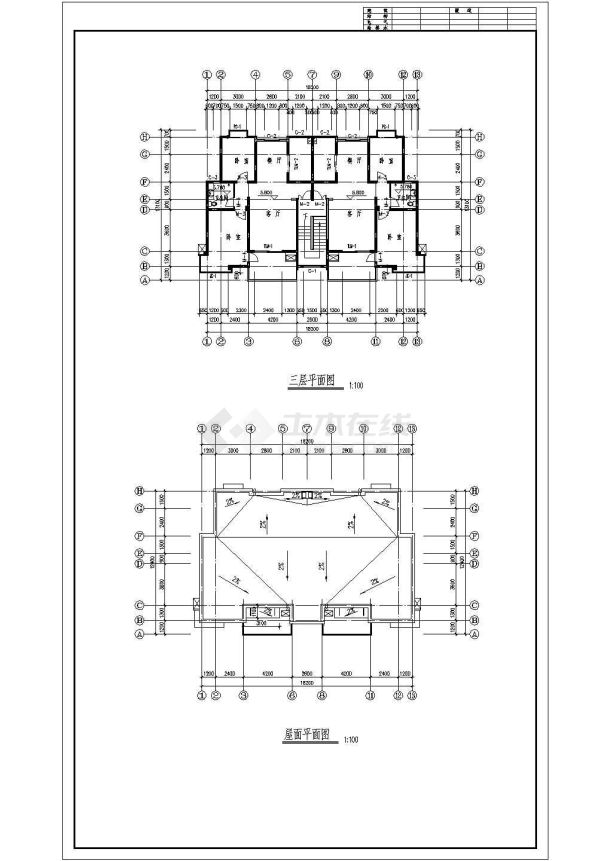 某地区三层住宅楼建筑施工全套CAD设计图纸-图二